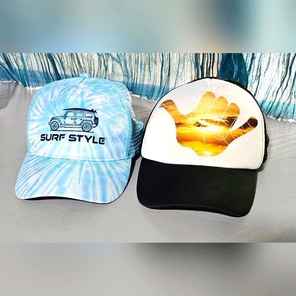 2PC Lot Surfing Snapback Trucker Caps - Picture 2 of 10
